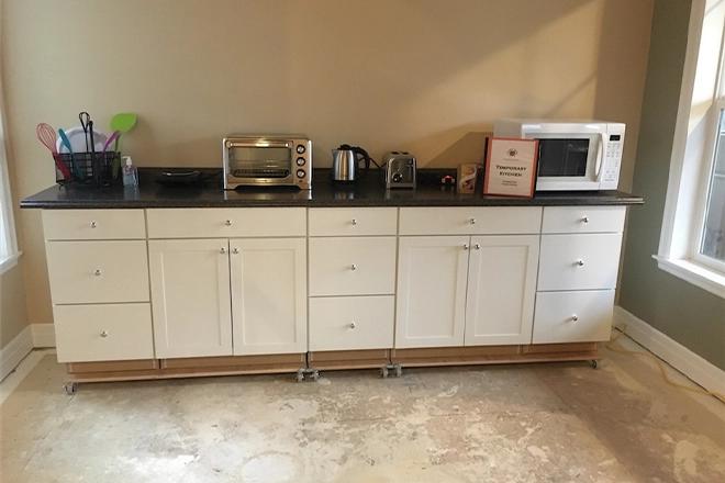 Temporary kitchen setup Home Run Solutions provides for clients