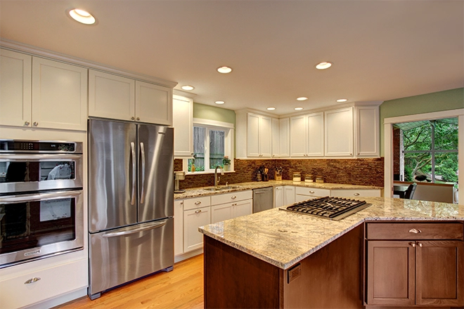 Large kitchen with the work triangle present