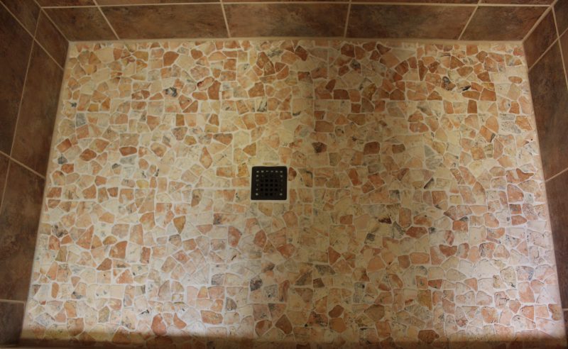 Blog Bath Shower Remodel Island Pebbles Pan Tile