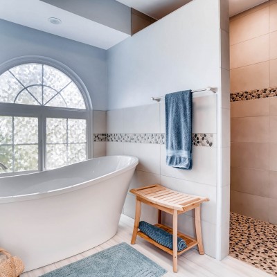 Portfolio Bathroom Bati Orient Mix Grey Reconstituted Pebbles Accent Tile