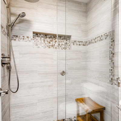 snohomish bathroom glass frameless shower door overhead sliding rails