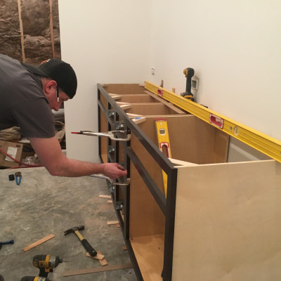 portfolio basement bathroom cabinets clamps installation contractor kenmore