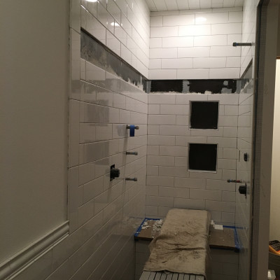 portfolio bath shower mosaic tile subway contractor