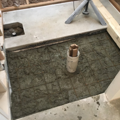 shower pan kenmore wa prep portfolio bathroom basement concrete