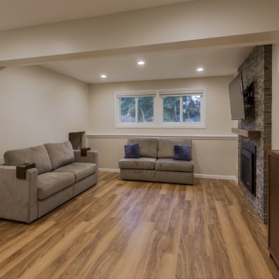 Portfolio can light dimmable contractor Bothell Basement Remodel