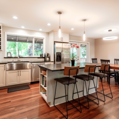 Bar seating strip outlets kitchen island remodel portfolio