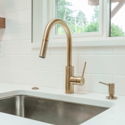 kitchen faucet delta magnatite champagne bronze renovation shoreline wa
