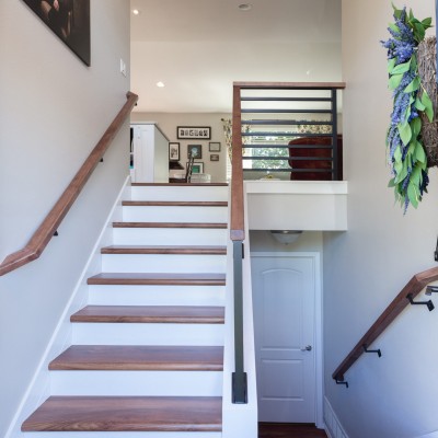 bothell staircase white risers wood contemporary design remodel