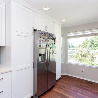 pull out pantry shelf white cabinet stainless mill creek wa