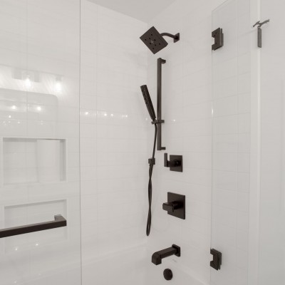 shower tub glass surround frameless delta fixture