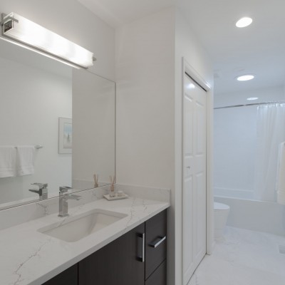 LED Energy efficient guest bathroom contemporary design
