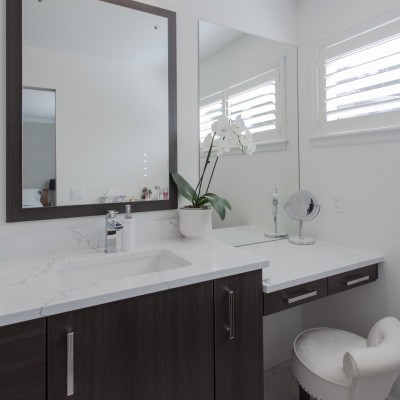 Mill Creek bathroom renovation natural light biophilia quartz