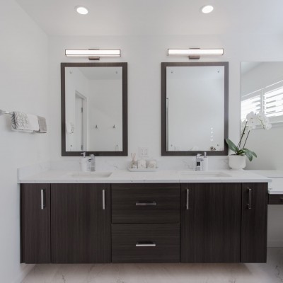 huntwood cabinets quartz bathroom primary local bothell remodel