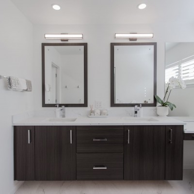 huntwood cabinets quartz bathroom primary local bothell remodel