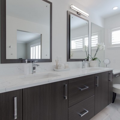 LED Light energy efficient master bathroom remodel design