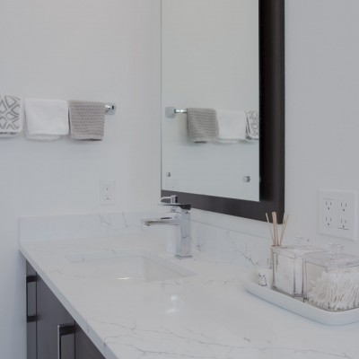 towel bar quartz bathroom renovation white contemporary