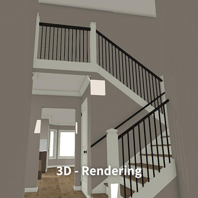 Rendering design mays pond remodel entryway stairs
