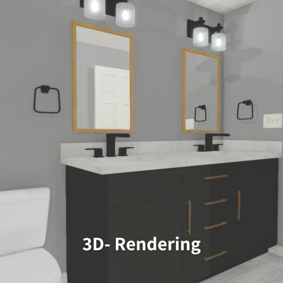 Rendering of a bathroom layout