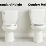 ChatGPT Image of a standard height toilet next to a comfort height toilet