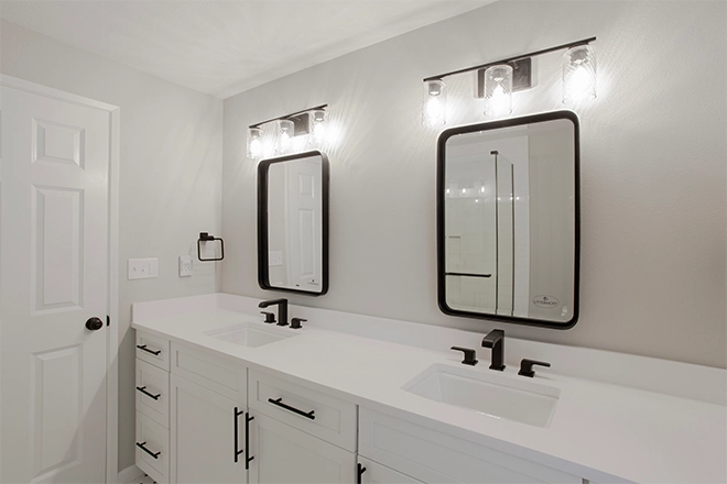 Newly remodeled bathroom with new bathroom countertop