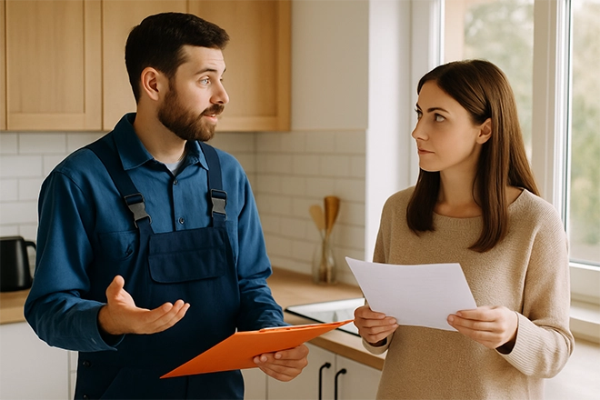 ChatGPT Image of a homeowner asking a contractor questions