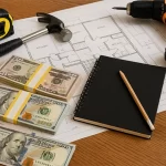 ChatGPT Image of money and remodeling tools representing how to create a budget for remodeling
